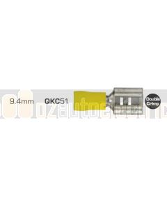 IONNIC QKC51 Yellow 9.4mm Female Vinyl Insulated Blade QC Crimp Terminal (Pack of 100)