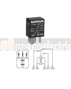 Narva 68070BL 12V 20/10 Amp 5 Pin Micro Change-Over Relay Resistor Protection