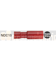 Quikcrimp NDC18 Nylon Red 4mm Bullet Terminal - Female 100 Pack