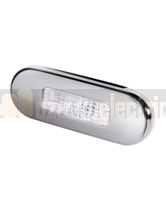 Hella White LED Oblong Step Lamp (10-33V DC, Polished Stainless Steel Rim)