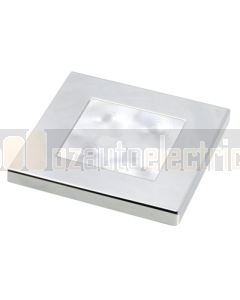 Hella 2XT980581571 White LED Square Courtesy Lamp 24V DC, Chrome Plated Rim