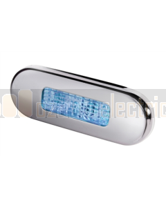 Hella Blue LED Oblong Step Lamp (10-33V DC, Satin Stainless Steel Rim) 