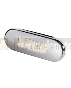 Hella 2XT959680411 Warm White LED Oblong Step Lamp (10-33V DC, Polished Stainless Steel Rim)