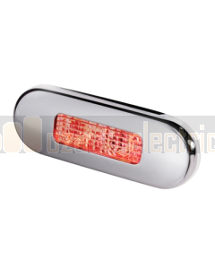 Hella 2XT959680731 Red LED Oblong Step Lamp (8-28V DC, Satin Stainless Steel Rim)