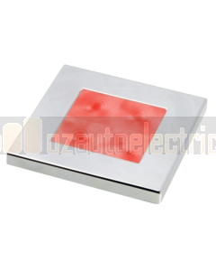 Hella 2XT980587271 Red LED Square Courtesy Lamp (12V DC, Chrome Plated Rim)