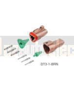 Deutsch DT3-1-BRN DT Series 3 Pin Brown Connector Kit