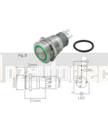 Ionnic L19-RG Vandal Switch Resistant 12-24V N/O & N/C - Green