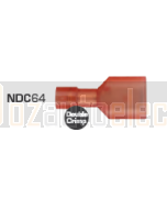 Quikcrimp NDC64 Nylon 6.3mm Male Blade Terminal - Fully Insulated Red Pack of 100