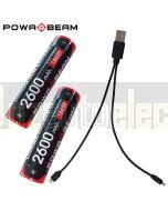 Powa Beam BAT-MC2P-26K Dual Lithium 18650 Battery & Charger Kit - 2600mAh