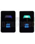 Lightforce Momentary Negative Polarity Switch, LED Bar - GR/BL LED (inc Hilux/Prado/Ranger PXII)