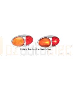 LED Autolamps 37CARM2P Red/Amber Side Marker with Chrome Bracket