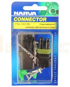 Narva 56472BL 2 way Waterproof Connector with Terminals and Seals (Blister Pack)