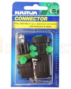 Narva 56474BL 4 way Waterproof Connector with Terminals and Seals (Blister Pack)