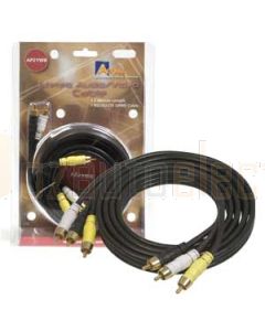 Aerpro AP2YWB 2M a/v lead yel/wht/black rca 3m to 3m plugs 75 ohm coax