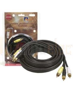 Aerpro AP3YWB 3M A/V lead yel/wht/black rca 3m to 3m plugs 75 ohm coax