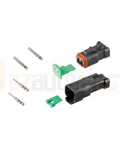 Deutsch DT2-1-CAT 2 Way DT Series CAT Spec Connector Kit with Green Band Contacts