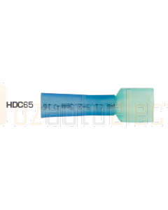 Quikcrimp HDC65 Blue Heatshrink 6.3mm Male Blade Terminal - Fully Insulated 100 Pack
