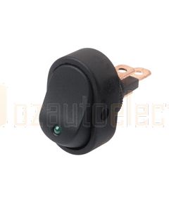 Hella Compact Off-On Rocker Switch - Green LED, 12V DC (4480)