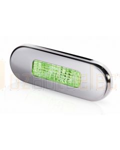 Hella 2XT959680911 10-30VDC Green LED Oblong Step Lamp with Polished Stainless Steel Rim
