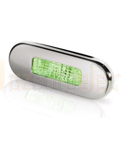 Hella 2XT959680931 10-30VDC Green LED Oblong Step Lamp with Satin Stainless Steel Rim