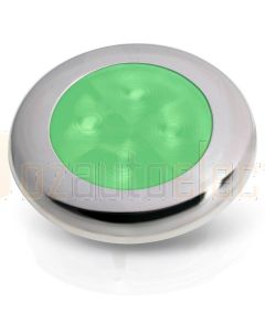 Hella 2XT980502021 12V Green LED Round Courtesy Lamps with Polished Stainless Steel Rim