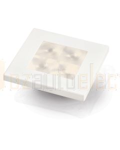 Hella Marine 2XT980580-751 Warm White LED 'Enhanced Brightness' Square Courtesy Lamp - 12V DC, White Plastic Rim