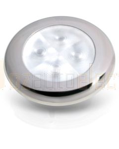 Hella Marine 2XT980500-521 White LED 'Enhanced Brightness' Round Courtesy Lamps - 12V Polished Stainless Steel Rim
