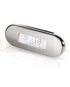 Hella Marine 2XT959680-851 White LED Oblong Step Lamp - 10-33V DC, Satin Stainless Steel Rim