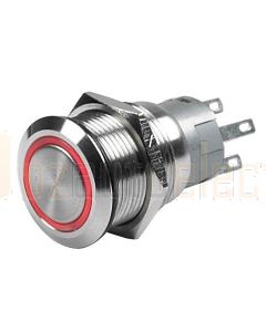 Hella 8HG958455-201 Red LED Stainless Steel Push Button Starter Switch Off, Momentry On