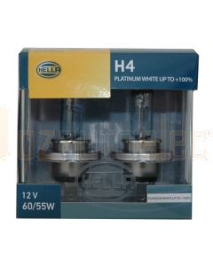 Hella H4-PW100DP2 H4 Platinum White Plus 100% Globe Kit
