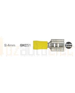 IONNIC QKC51 Yellow 9.4mm Female Vinyl Insulated Blade QC Crimp Terminal (Pack of 100)