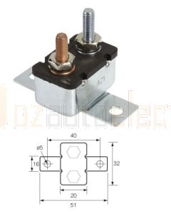 Narva 54620BL Metal Automatic Circuit Breaker - 20Amp (Blister Pack of 1)