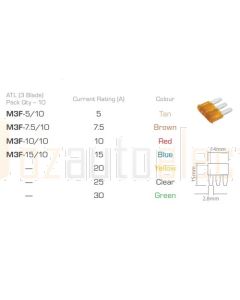 Ionnic M3F-10/10 ATL Micro 3 Blade Fuse 10A - Red (Pack of 10)