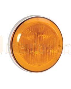 Narva 94300W-12 12 Volt L.E.D Rear Direction Indicator Lamp (Amber) with 0.3m Hard-Wired Non-Sheathed Cable and White Base