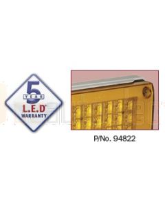 Narva 94822 9-33 Volt L.E.D Rear Direction Indicator Lamp (Amber) with 0.5m Cable, White Housing and Security Caps