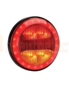 Narva 94318 9-33 Volt L.E.D Rear Stop and Direction Indicator Lamp with Red L.E.D Tail Ring, In-built Retro Reflector, 0.5m Hard-Wired Sheathed Cable and Black Base