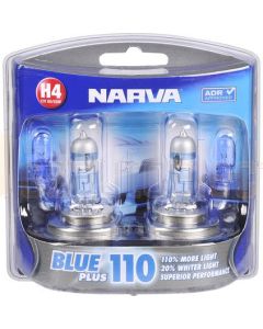 Narva 48532BL2 Halogen H4 Globe 12V 60/55W Halogen H4 Globe 12V 60/55W Blue Plus 110 P43t (Blister Pack of 2)