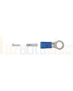 Quikcrimp 5.3mm Ring Pre-Insulated Terminal Blue Pack of 100