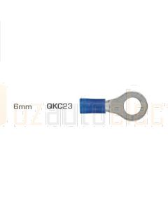 IONNIC QKC23 6.4mm Blue Vinyl Insulated Ring Terminals (Pack of 100)