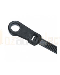 Quikcrimp L155mm Nylon Cable ties - Black Screw Mount