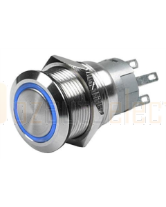 Hella Stainless Steel LED Switches (24V, Blue - Momentary)