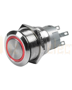 Hella Stainless Steel LED Switches (24V, Red - Momentary)