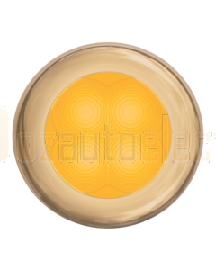 Hella 2XT980508031 Amber LED Round Courtesy Lamp - Gold Stainless Steel Rim (24V)