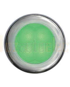 Hella 2XT980503021 Green LED Round Courtesy Lamp - Polished Stainless Steel Rim (24V)