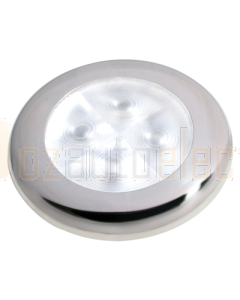 Hella 2XT980501591 White LED 'Enhanced Brightness' Round Courtesy Lamp - Satin Stainless Steel Rim (24V)