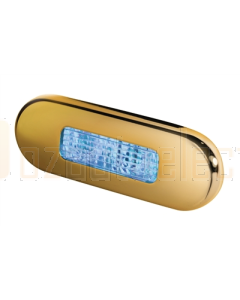 Hella Blue LED Oblong Step Lamp (10-33V DC, Gold Stainless Steel Rim)