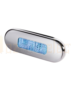 Hella Blue LED Oblong Step Lamp (10-33V DC, Satin Stainless Steel Rim) 