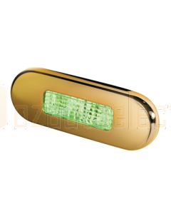Hella 2XT959680921 Green LED Oblong Step Lamp (10-33V DC, Gold Stainless Steel Rim)