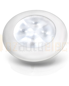 Hella White LED 'Enhanced Brightness' Round Courtesy Lamp - White plastic Rim (24V)
