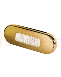 Hella 2XT959680421 Warm White LED Oblong Step Lamp (10-33V DC, Gold Stainless Steel Rim)